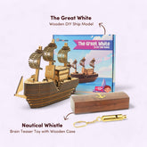 DIY Ship & Nautical Whistle Combo | Premium Nautical Whistle with Classic Wooden Box & DIY Ship Model Building Kit for 8 Year Old